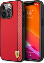 Rood hoesje van Ferrari - Hardcase Backcover - iPhone 13 Pro - Carbon