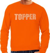 Glitter Topper foute trui oranje met steentjes/ rhinestones voor heren - Glitter kleding/ foute party outfit XXL
