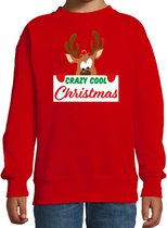 Crazy cool Christmas Kerstsweater - rood - kinderen - Kersttruien / Kerst outfit 3-4 jaar (98/104)