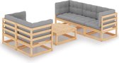 Decoways - 6-delige Loungeset met kussens massief grenenhout