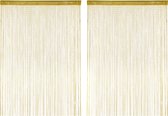 Relaxdays 2x Draadgordijn glitters - deurgordijn - draadjesgordijn - 145 x 245 cm - goud