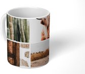 Mok - Koffiemok - Schotse hooglander - Collage - Beige - Mokken - 350 ML - Beker - Koffiemokken - Theemok
