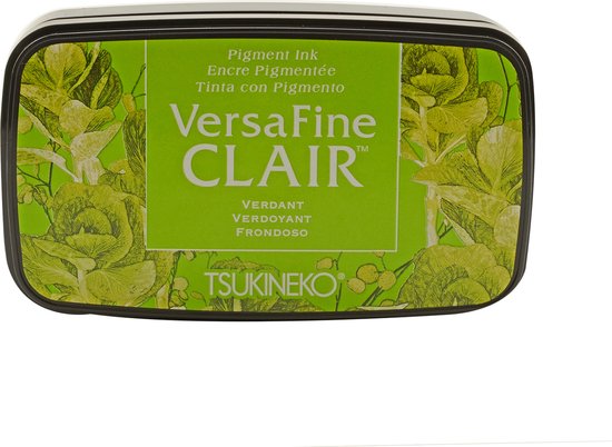 Groen stempelkussen van VersaFine Clair met bloemenmotief op de deksel.
