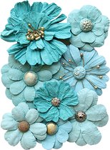 Creative elements handmade paper symphony flowers x8 blue