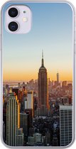 Geschikt voor iPhone 11 hoesje - New York - Skyline - Zonsondergang - Siliconen Telefoonhoesje