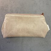 Toilettas / Make-up tasje - Handmade by CYRIEL - zand - zacht