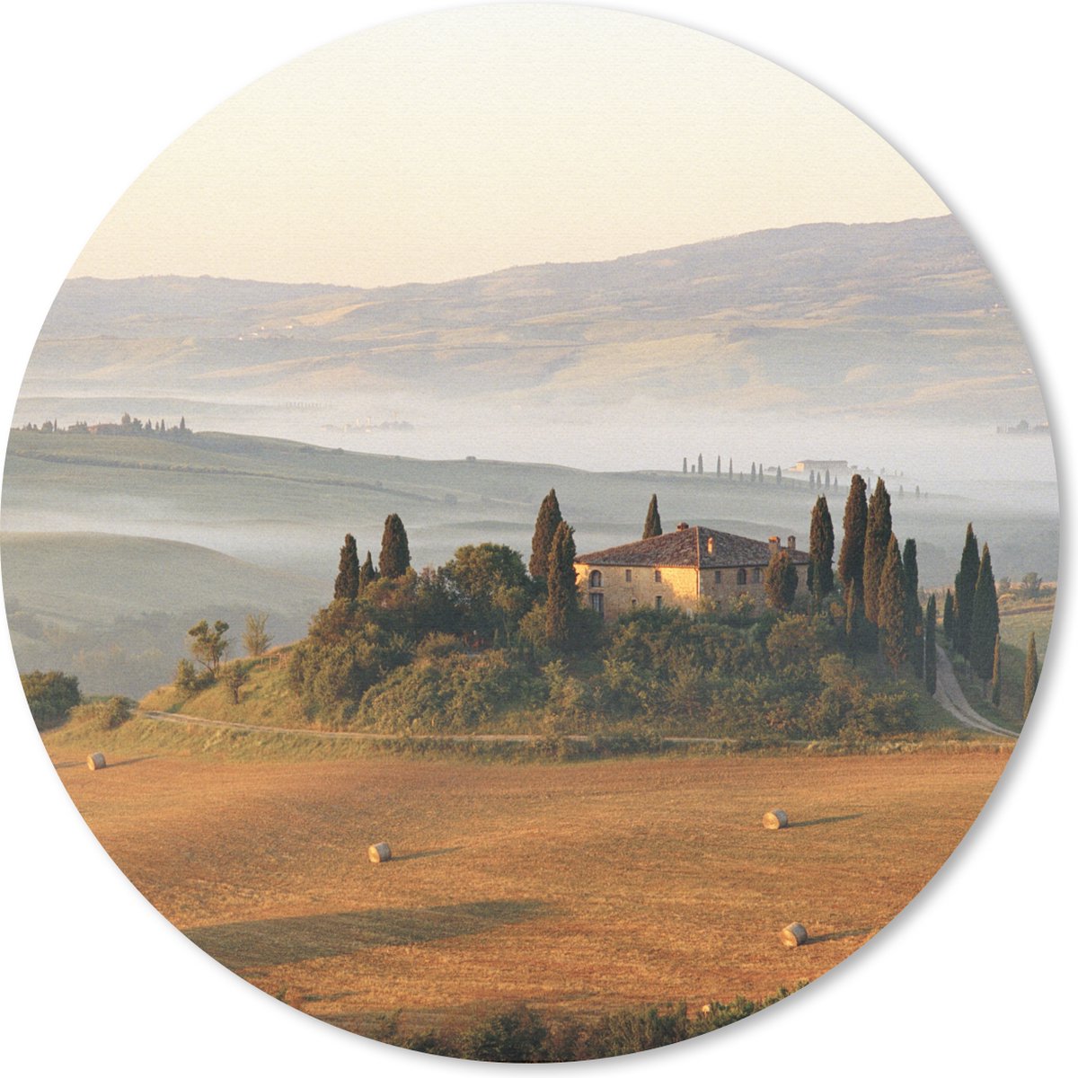 Muismat rond 50x50 cm - Mousepad Toscane - Landschap - Italië - Ronde muismatten