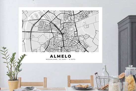 Stickers muraux - Plan de la ville - Almelo - Nederland - 120x80 cm - Feuille adhésive - Carte