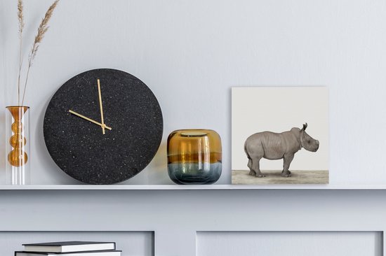 Rhino animal print nursery Canvas 20x20 cm - Tirage photo sur toile (Décoration murale salon / chambre)