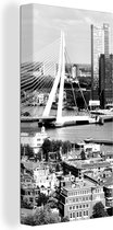 Toile Peinture Rotterdam - Skyline - Zwart - Wit - 20x40 cm - Décoration murale