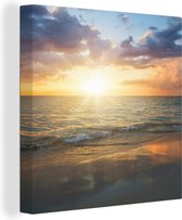 Toile Peinture Coucher de Soleil - Nuages - Plage - 20x20 cm - Décoration murale
