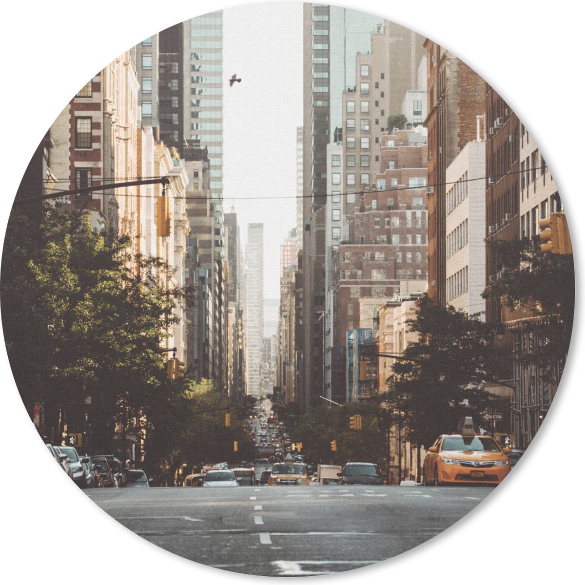 Muismat rond 50x50 cm - Mousepad New York in de ochtend - Ronde muismatten