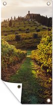 Tuinposter Toscane - Landschap - Wijngaarden - 30x60 cm - Tuindoek - Buitenposter