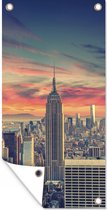 Wanddecoratie buiten Kleurrijke lucht boven het Empire State Building in New York - 80x160 cm - Tuindoek - Buitenposter