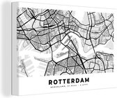 Canvas Schilderij Kaart - Rotterdam - Nederland - 120x80 cm - Wanddecoratie