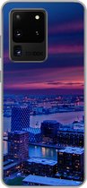 Geschikt voor Samsung Galaxy S20 Ultra hoesje - Rotterdam - Lucht - Roze - Siliconen Telefoonhoesje