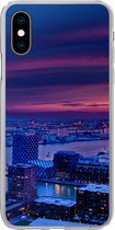 Geschikt voor iPhone X hoesje - Rotterdam - Lucht - Roze - Siliconen Telefoonhoesje