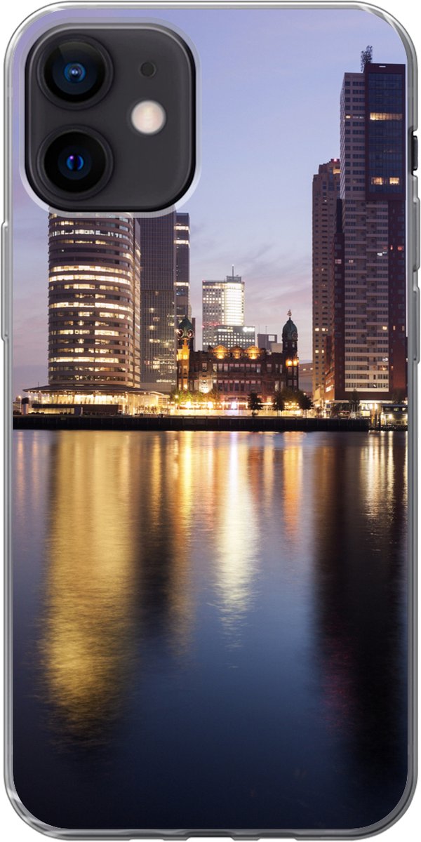 Telefoonhoesje Geschikt voor iPhone 12 hoesje - Rotterdam - Water - Wolkenkrabber - Siliconen Telefoonhoesje Telefoonhoesje