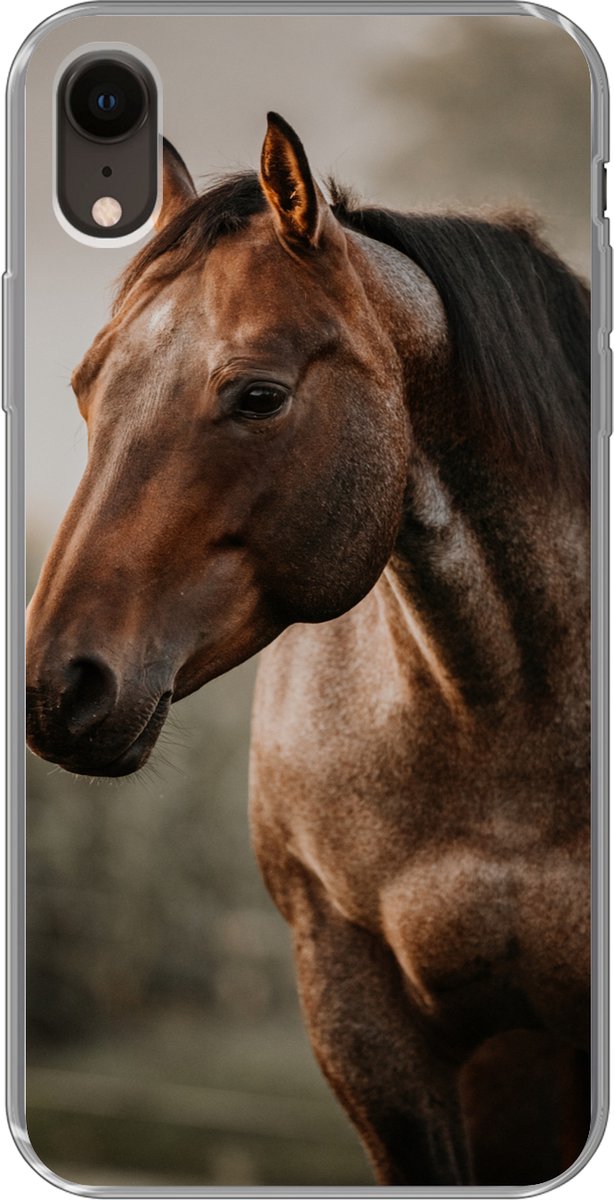 Telefoonhoesje Geschikt voor iPhone XR hoesje - Paard - Licht - Bos - Siliconen Telefoonhoesje Telefoonhoesje