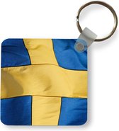 Sleutelhanger - Uitdeelcadeautjes - Close-up van de vlag van Zweden - Plastic