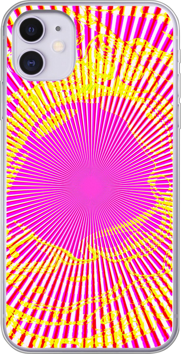 Telefoonhoesje Geschikt voor iPhone 11 hoesje - Kunst - Straal - Psychedelisch - Siliconen Telefoonhoesje Telefoonhoesje