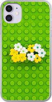 Geschikt voor iPhone 11 hoesje - Ondervloer met bloemen - Siliconen Telefoonhoesje