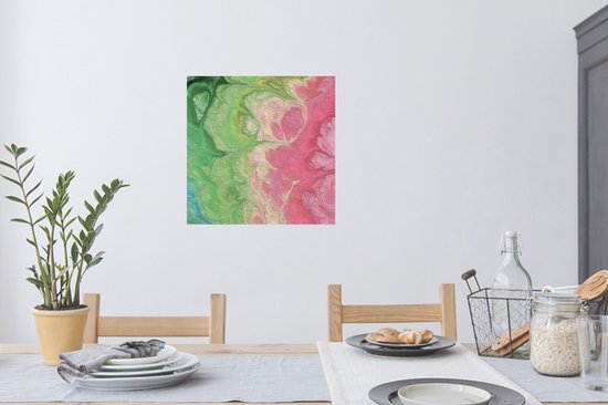 Muurstickers - Sticker Folie - Verf - Kunst - Psychedelisch - 80x80 cm - Plakfolie - Muurstickers Kinderkamer - Zelfklevend Behang - Zelfklevend behangpapier - Stickerfolie