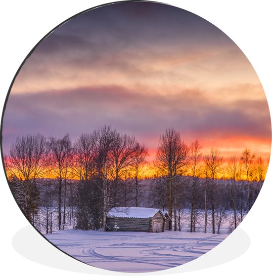 WallCircle - Cercle mural - Cercle mural - Twilight Lowlands en Suède - Aluminium - Dibond - 60x60 cm - Intérieur et extérieur