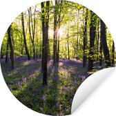 WallCircle - Muurstickers - Behangcirkel - Bos - Bloemen - Lavendel - ⌀ 30 cm - Muurcirkel - Zelfklevend - Ronde Behangsticker