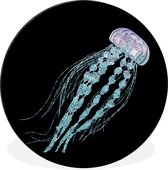 Une illustration d'une méduse sur fond noir Cercle mural aluminium ⌀ 30 cm - impression photo sur cercle mural / cercle vivant / cercle de jardin (décoration murale)
