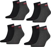 Levi's Quarter Sokken Sportswear Logo Grey / Black - 8 paar Zwarte & Grijze Enkelsokken - Unisex - Maat 35/38