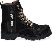 Braqeez Belle Boot Meisjes Biker Boots - Zwart - Suède - Veters