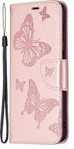 Samsung Galaxy M32 Hoesje - Mobigear - Butterfly Serie - Kunstlederen Bookcase - Roségoud - Hoesje Geschikt Voor Samsung Galaxy M32