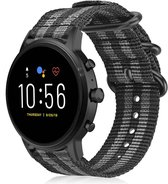 Nylon Smartwatch bandje - Geschikt voor  Fossil Gen 5 nylon gesp band - zwart/grijs - Strap-it Horlogeband / Polsband / Armband