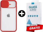 Backcase CamShield Slide Cover Camera Bescherming iPhone XS Rood - Gratis Screen Protector - Telefoonhoesje - Smartphonehoesje