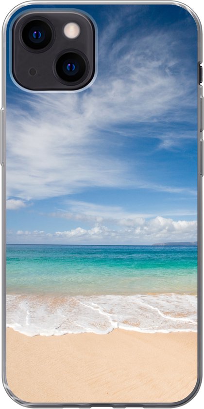 Coque iPhone 13 - Une plage tropicale à Hawaï où les vagues s'échouent - Siliconen
