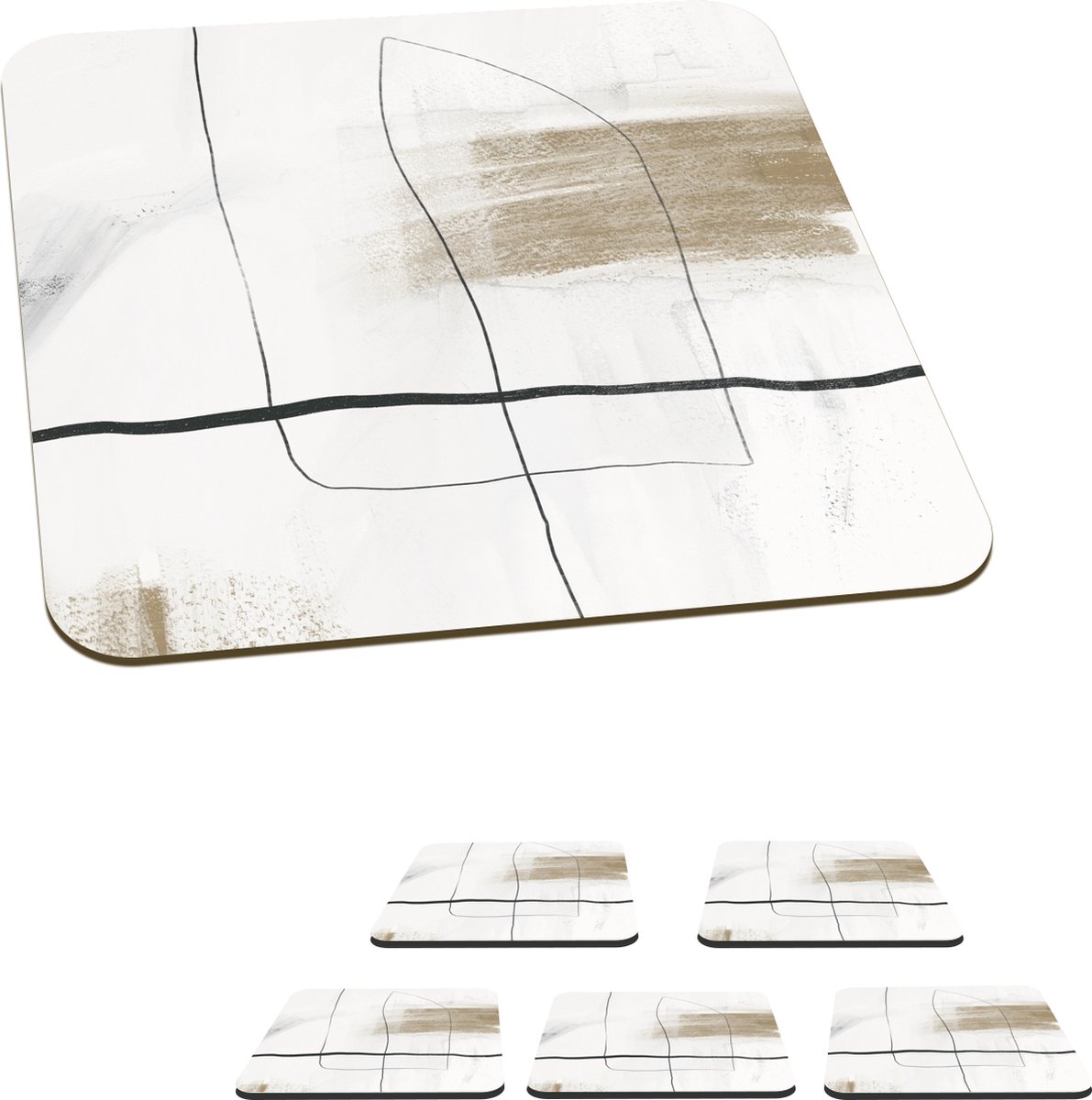 Onderzetters voor glazen - Kunst - Minimalisme - Abstract - 10x10 cm - Glasonderzetters - 6 stuks