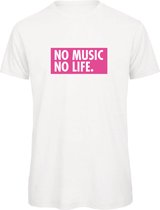 T-shirt Wit - no music no life - soBAD.