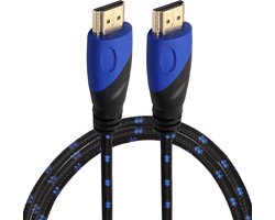 By Qubix - HDMI kabel 1 meter - HDMI 1.4 versie - High Speed - HDMI 19 Pin Male naar HDMI 19 Pin Male Connector Cable - Nylon blue line