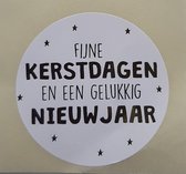 Wensetiket Fijne Kerstdagen en een Gelukkig Nieuwjaar  - Cadeausticker  - Sluitsticker  - Kerststicker  - rond - 40mm - wit/zwart met goud - 10 stuks