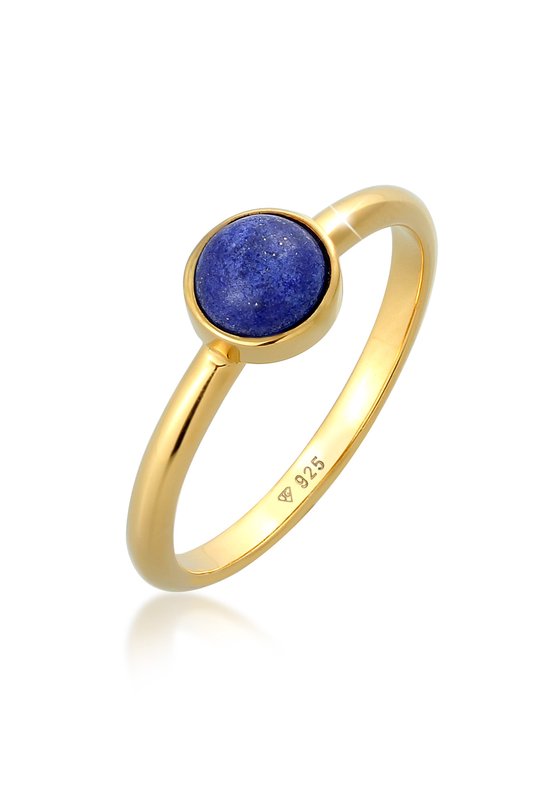 Elli PREMIUM Dames Ring Dames Solitaire Effen met Lapis Lazuli Edelsteen in 925 Sterling Zilver