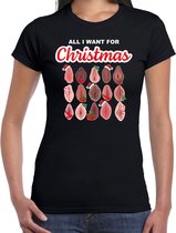 All I want for Christmas pussy/ vaginas fout Kerst t-shirt - zwart - dames - Kerst gay t-shirt / Kerst outfit S