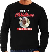 Paus Franciscus Merry Christmas sinners foute Kerst trui - zwart - heren - Kerst sweater / Kerst outfit 2XL