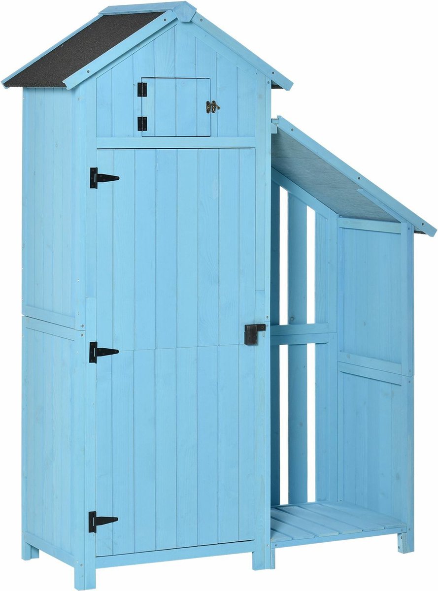 HOMCOM gereedschapsschuur - met asfalt dak - weerbestendig - blauw
