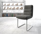 Gestoffeerde-stoel Abelia-Flex sledemodel vlak roestvrij staal structurele stof antraciet