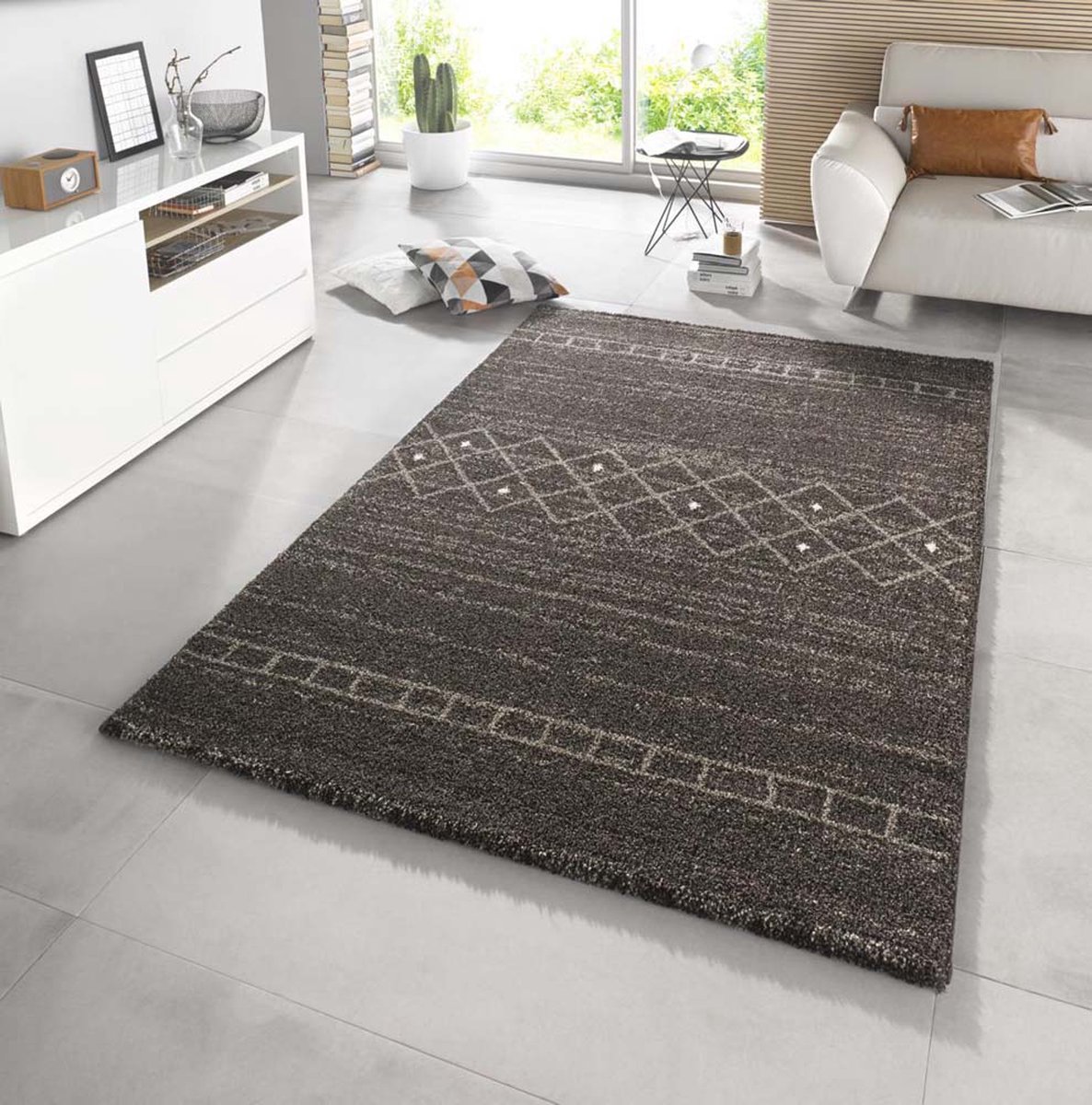 Hoogpolig vloerkleed Shade - bruin/grijs 80x150 cm