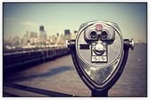 Vintage verrekijker op Liberty Island in Ney York - Foto op Akoestisch paneel - 90 x 60 cm