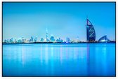 Het Burj Al Arab hotel en de skyline van Dubai - Foto op Akoestisch paneel - 90 x 60 cm