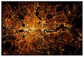Sattelietfoto van de Londen City Map in de nacht - Foto op Akoestisch paneel - 225 x 150 cm