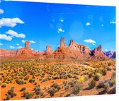 Een weg doorkruist de Mojavewoestijn nabij Las Vegas - Foto op Plexiglas - 60 x 40 cm